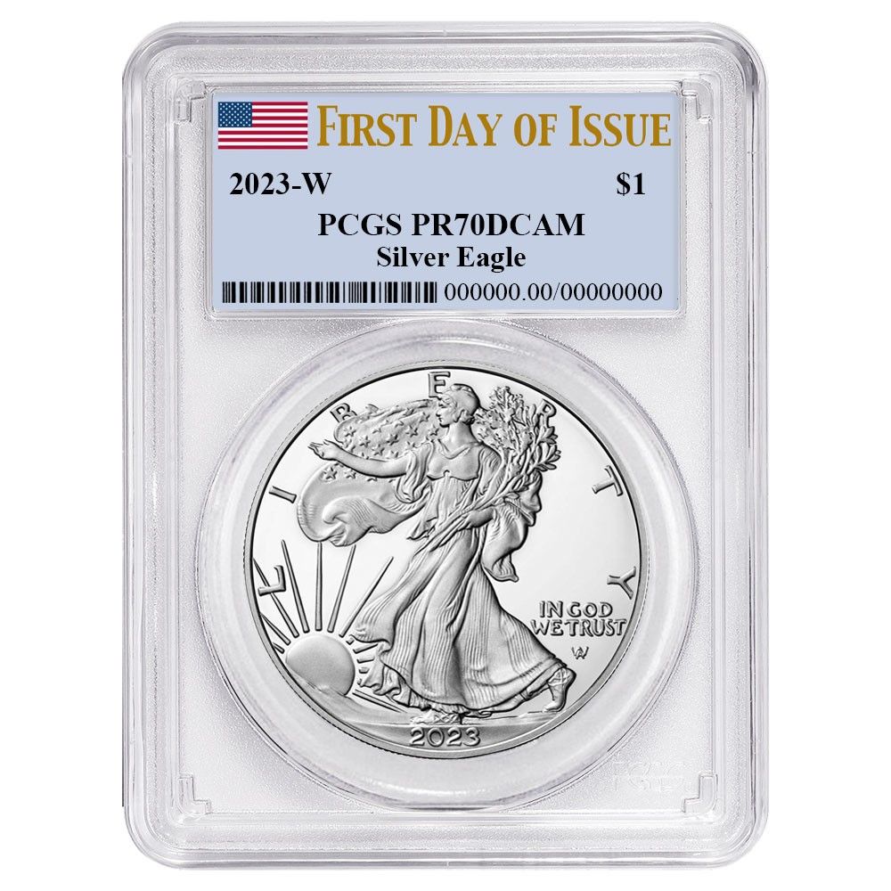 2025 W 1 1オンス プルーフ アメリカン シルバー イーグル PCGS FDOI フラッグラベル