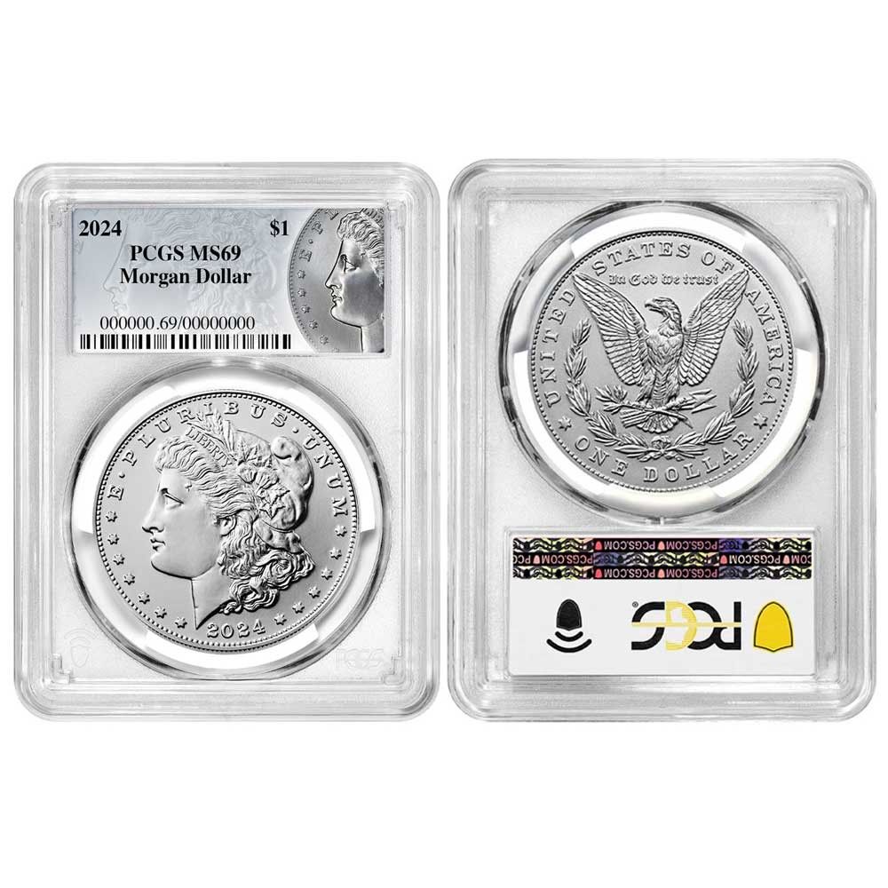 セット 1ドル モルガン＆ピース シルバードル PCGS MS 69 モルガン ピース ラベル