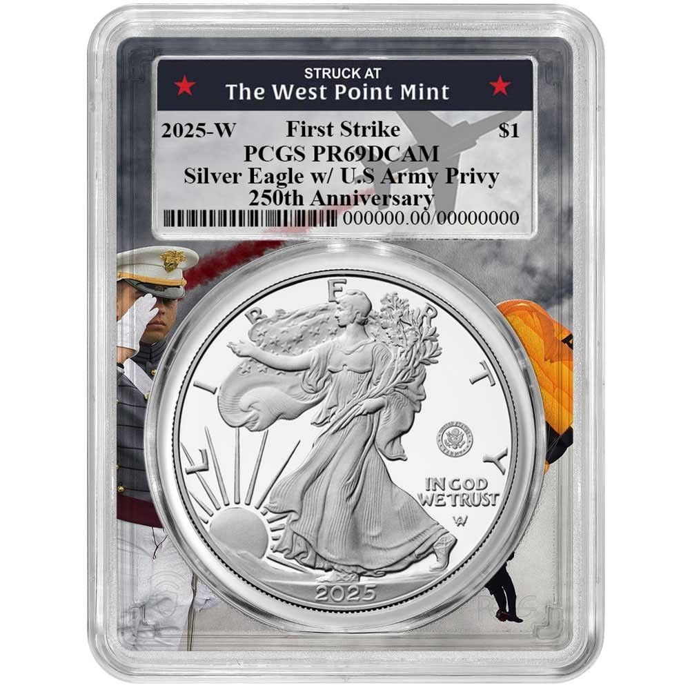 2025 W 1 1オンス プルーフ アメリカンシルバーイーグル アーミープリビー PCGS FS ウェスト