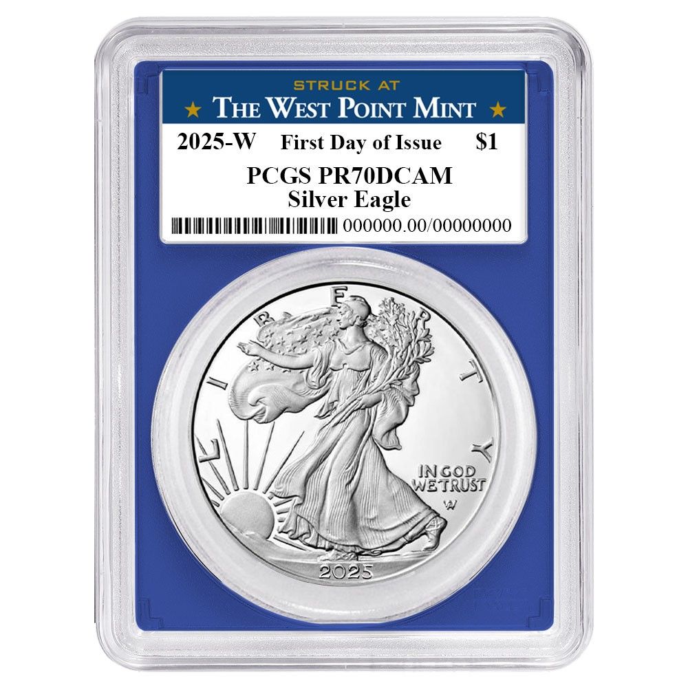 2025 W 1 1オンス プルーフ アメリカンシルバーイーグル PCGS FDOI ウェストポイントラベル