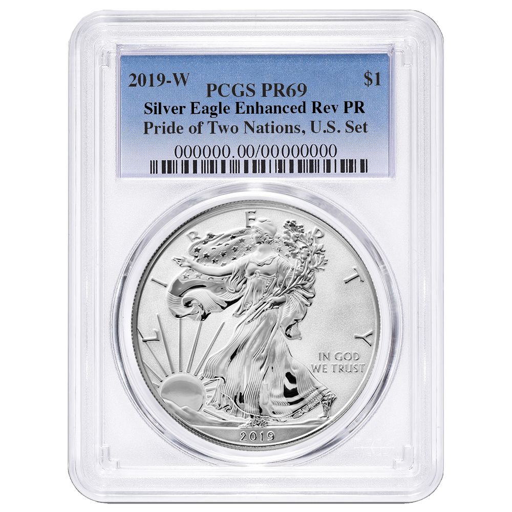 2019 W 1 1オンス リバースプルーフ アメリカンシルバーイーグル PCGS PR 69 プライドオブツー