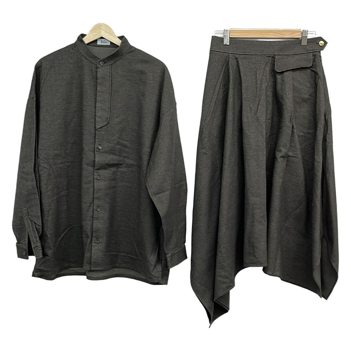 THE RERACS リラクス スカートセットアップ レディース - ダークブラウン×黒 チェック柄