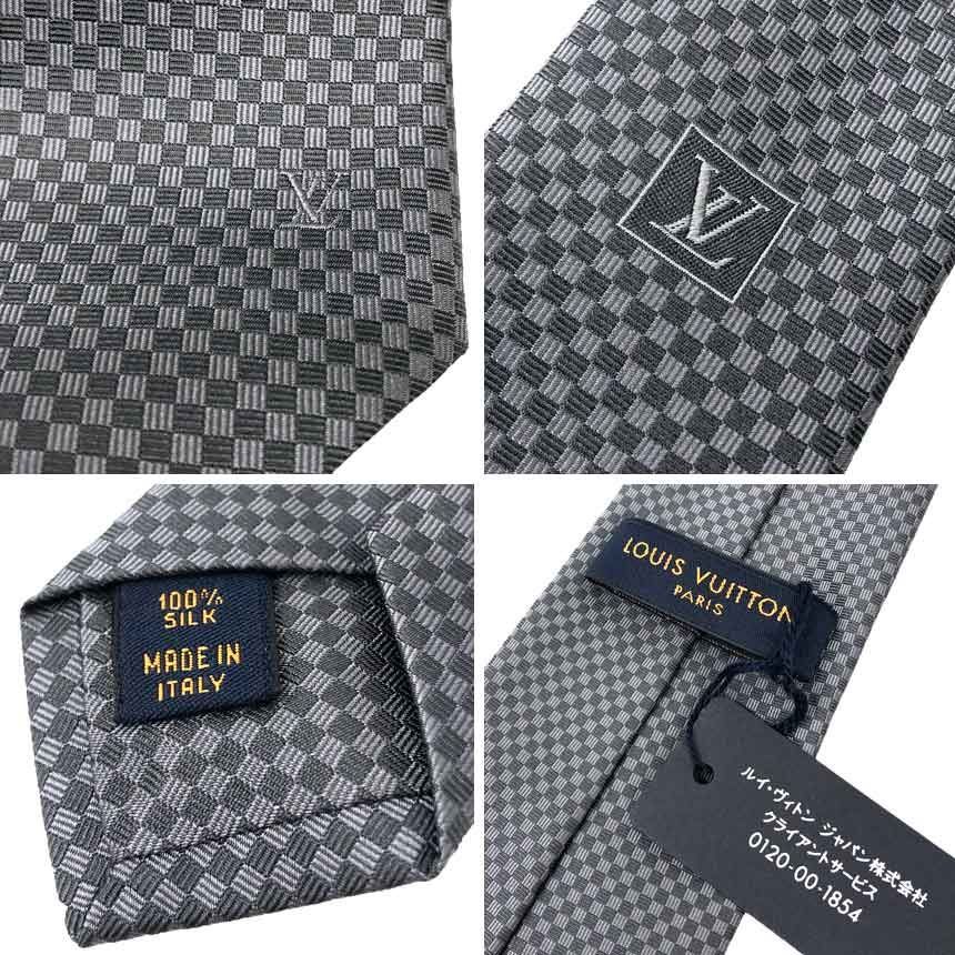 箱付き美品✨️　VUITTON　ネクタイ　ミックス　クラヴァット　ダミエ　グレー ルイヴィトン LOUIS VUITTON ネクタイ クラヴァット マイクロダミエ