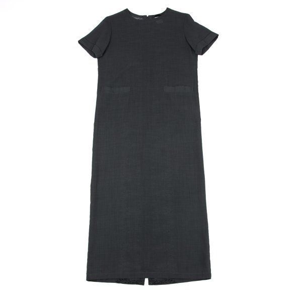 ワイズY s ウールポリバックシースルーダマスクデザインダブルジップ半袖ワンピース グレー3