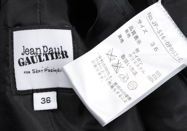 コットンナイロンノースリーブジップアップワンピース 黒38