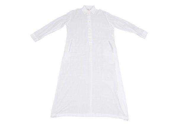ワイズY s サイドホックスリットデザインシャツワンピース 白3
