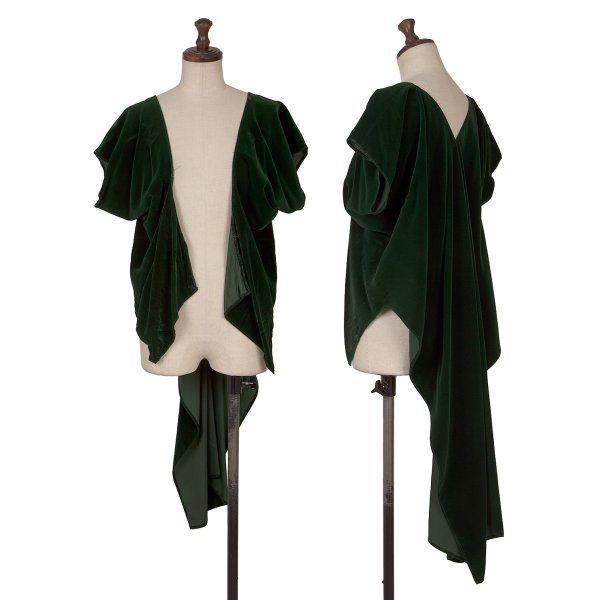 コムデギャルソンCOMME des GARCONS Vネックベロアワンピース 緑M位