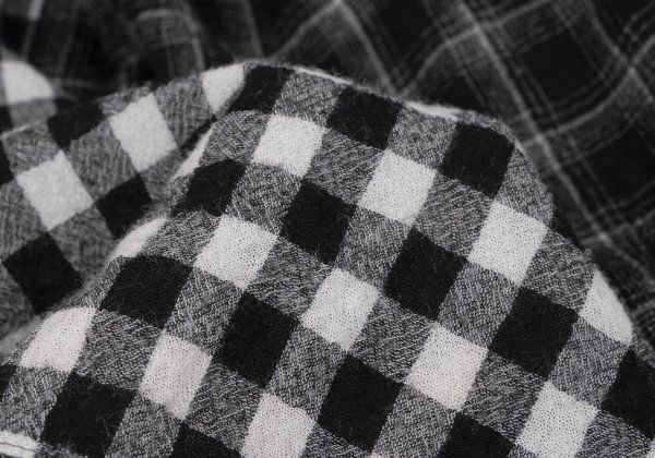  タオtao ウールポリチェックパターン切替ワンピース 黒オフ他S ワンピース マタニティ