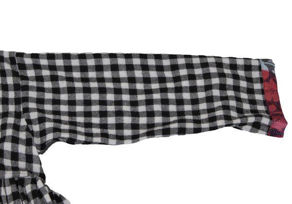 ウールポリチェックパターン切替ワンピース