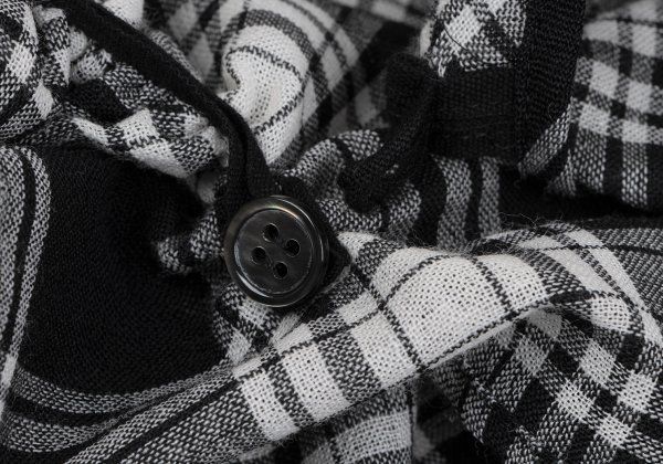 ウールナイロンリボンデザインタータンチェックワンピース 黒オフS