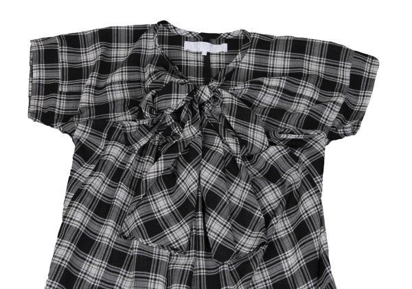 ウールナイロンリボンデザインタータンチェックワンピース