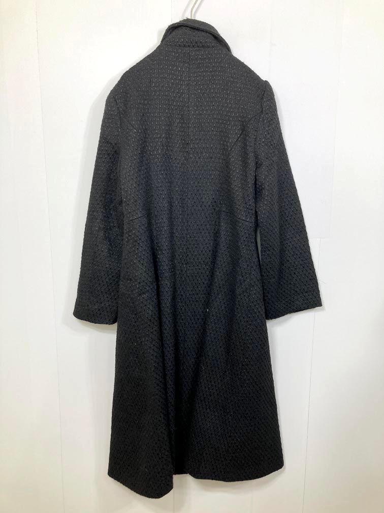 CENEA セネア ウエストシェイプ ツイード ロング コート sizeM 黒 レディース