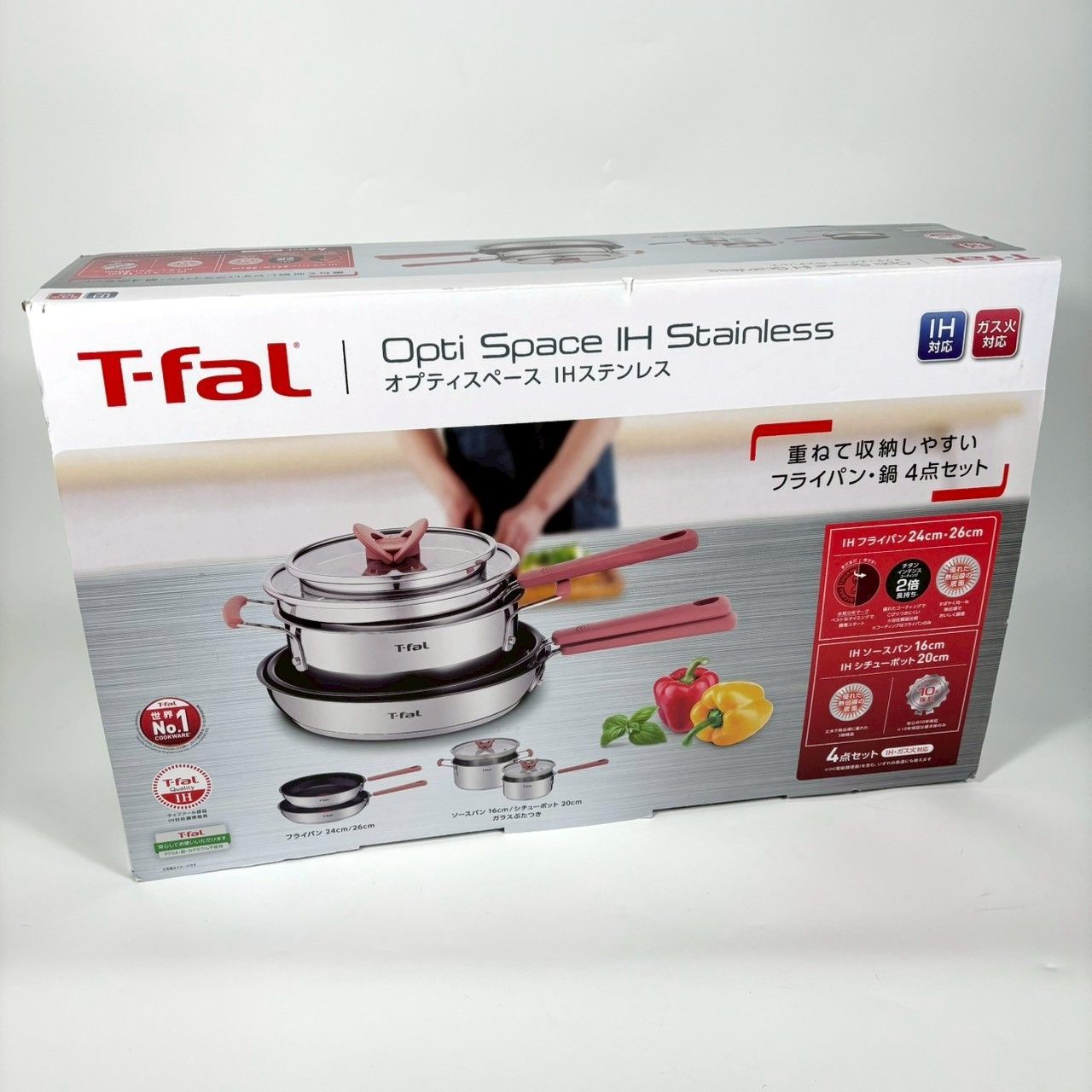 T-fal オプティスペース IHステンレス フライパン 鍋 ４点セット