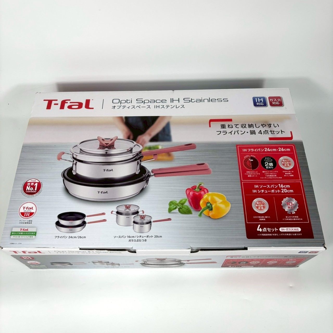 T-fal オプティスペース IHステンレス フライパン 鍋 ４点セット