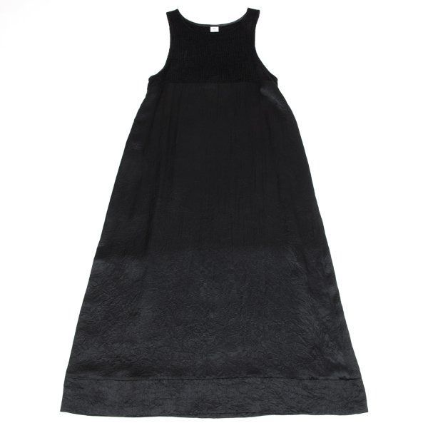 スナオクワハラsunao kuwahara I.S. アクリルニット切替ノースリーブワンピース 黒M