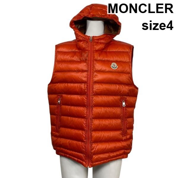 モンクレール MONCLER ダウンベスト パトリックジレット ジレ ノースリーブ フード フェザー オレンジ 4 M 9号 レディース S 5 Y 482