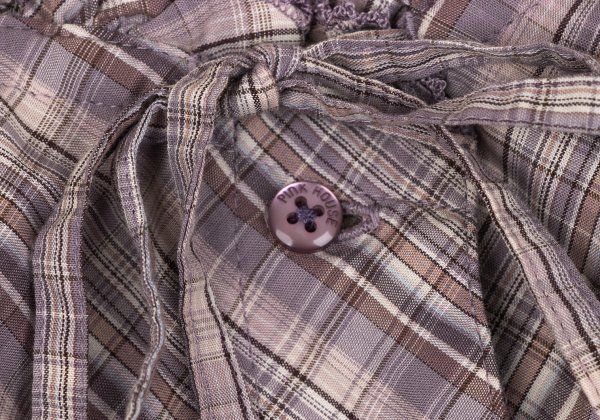 オーバーチェックフリルブラウスチュニック 紫他M位