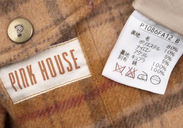 ウール混ポケットデザインチェックオーバーオールワンピース オレンジ他M位