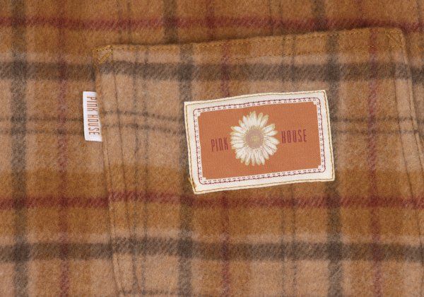 ウール混ポケットデザインチェックオーバーオールワンピース オレンジ他M位