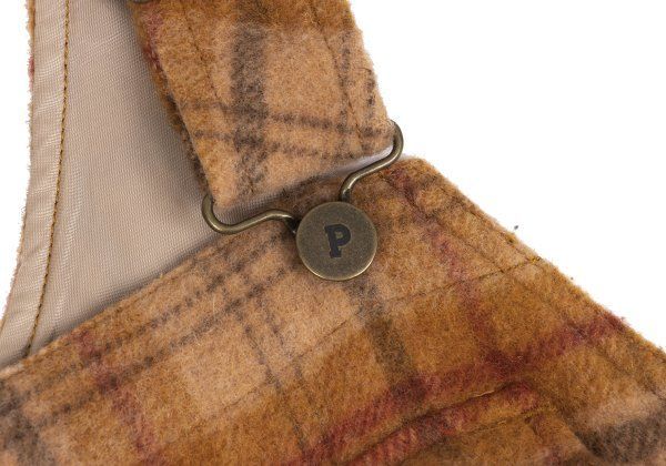 HOUSE ウール混ポケットデザインチェックオーバーオールワンピース