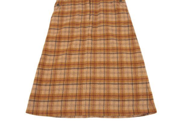 ウール混ポケットデザインチェックオーバーオールワンピース オレンジ他M位