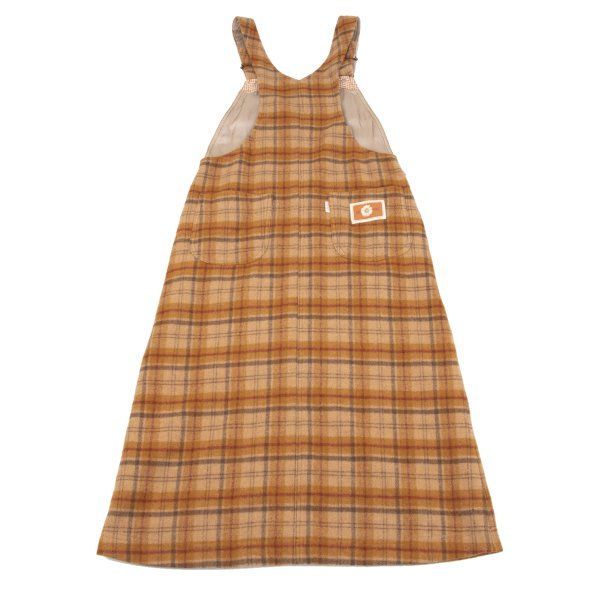 HOUSE ウール混ポケットデザインチェックオーバーオールワンピース