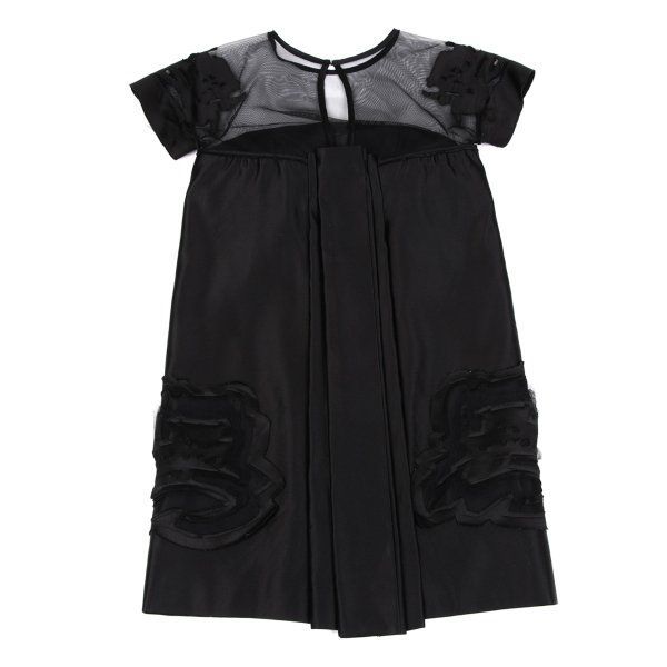 ヴィヴィアンタムVIVIENNETAM メッシュ切替文字パッチシルク半袖チュニック