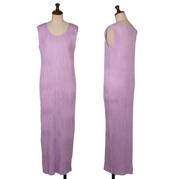 プリーツプリーズPLEATS PLEASE クレーププリーツノースリーブワンピース 薄紫4