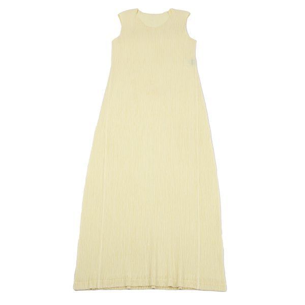 イッセイミヤケ フェットISSEY MIYAKE FETE クレーププリーツノースリーブワンピース クリームイエロー 3