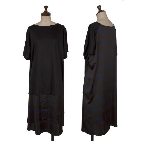 ワイズY s グラフィックプリント切替Tワンピース 紺他2