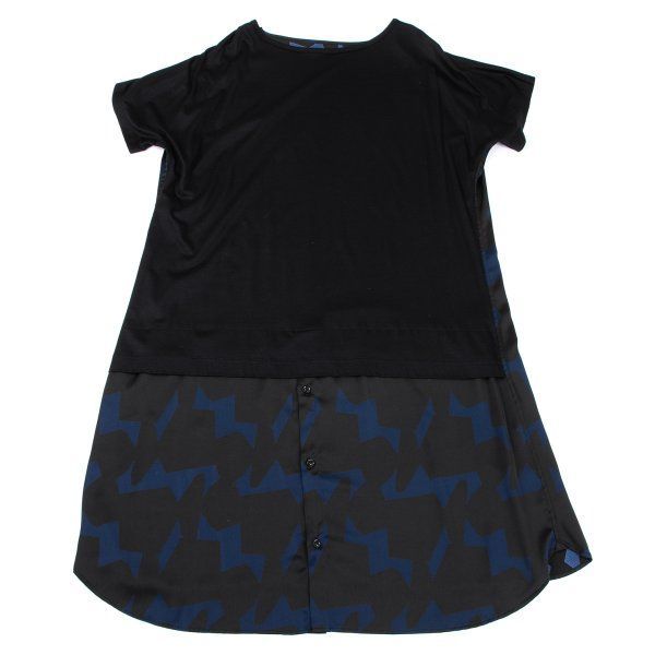 ワイズY s グラフィックプリント切替Tワンピース 紺他2