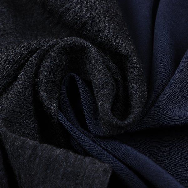 ニット切替クレープデシンノースリーブワンピース チャコール紺1