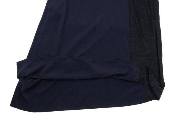 ニット切替クレープデシンノースリーブワンピース チャコール紺1