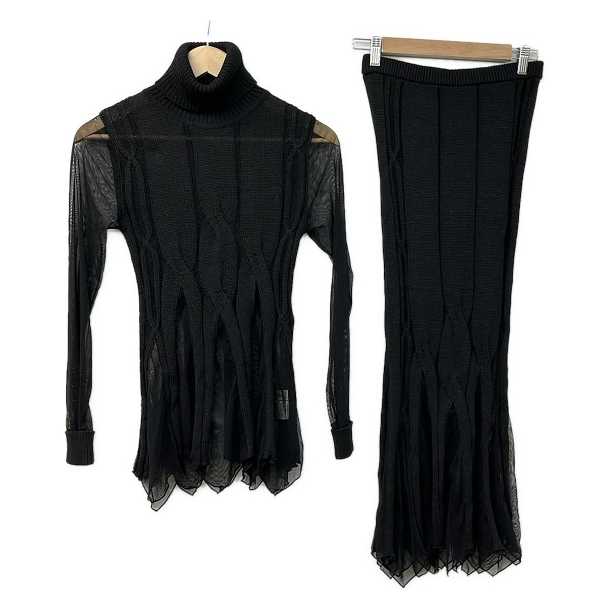 SPECCHIO スペッチオ スカートセットアップ レディース 黒 シースルー