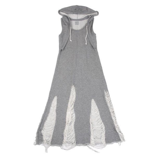 ミハラヤスヒロMIHARA YASUHIRO 裾クラッシュノースリーブスウェットワンピース グレーS