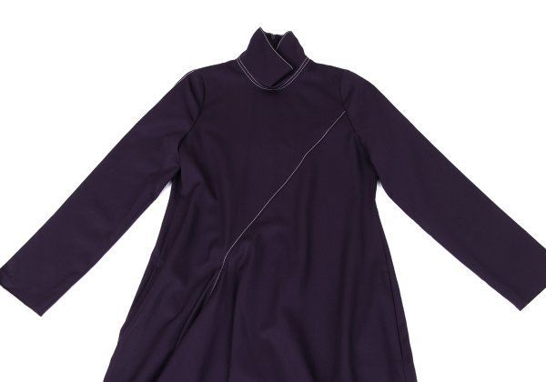  タケシコウサカバイ ワイズ ピンクレーベルTAKESHI KOSAKA by Y s Pink Label ウールステッチデザインハイネックワンピース 紫1 ワンピース マタニティ