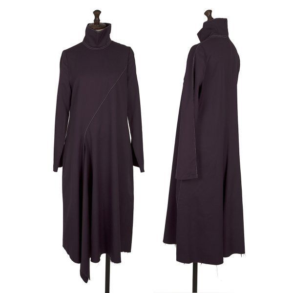 タケシコウサカバイ ワイズ ピンクレーベルTAKESHI KOSAKA by Y s Pink Label ウールステッチデザインハイネックワンピース 紫1