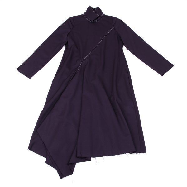 タケシコウサカバイ ワイズ ピンクレーベルTAKESHI KOSAKA by Y s Pink Label ウールステッチデザインハイネックワンピース 紫1