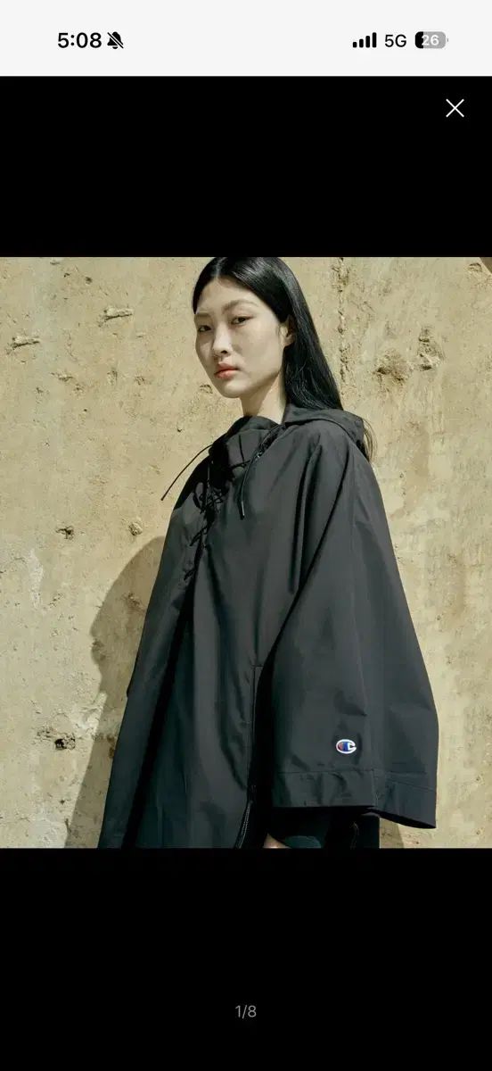 チャンピオン ブラック フーデッド ポンチョ ジャケット Black Edition レディース ケープ