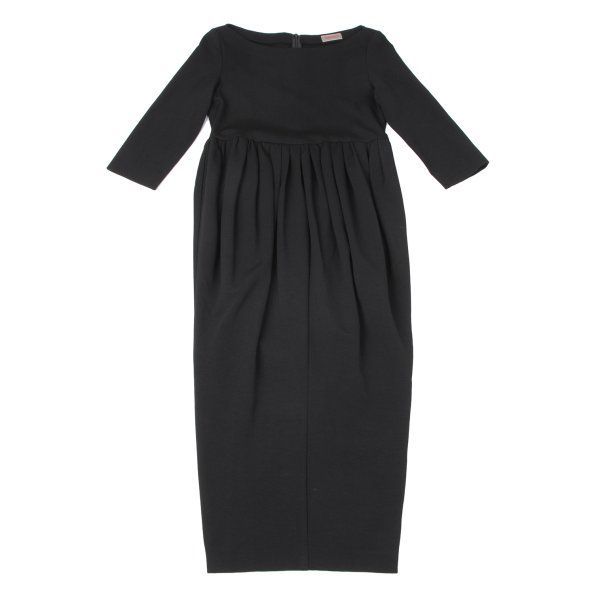 ロメオジリROMEO GIGLI 混紡ギャザーデザインワンピース 黒9 T