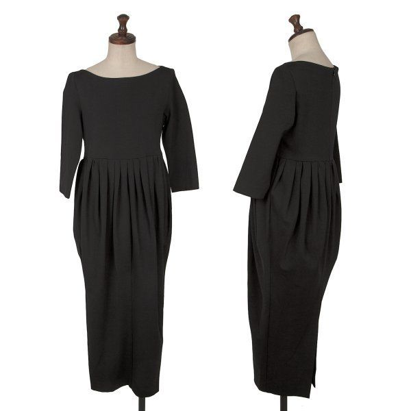 ロメオジリROMEO GIGLI 混紡ギャザーデザインワンピース 黒9 T