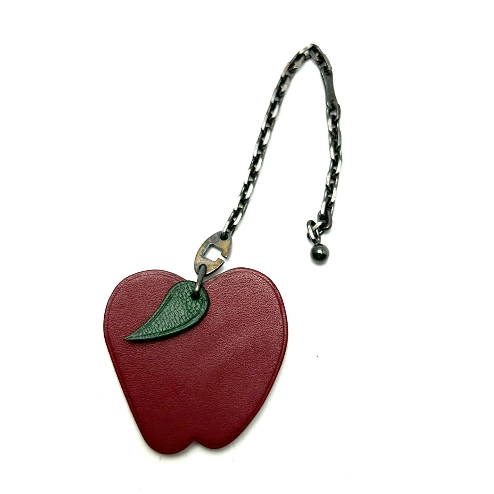 元住吉 エルメス HERMES りんご アップル キーホルダー キーリング シルバー 925 レザー 小物 チャーム