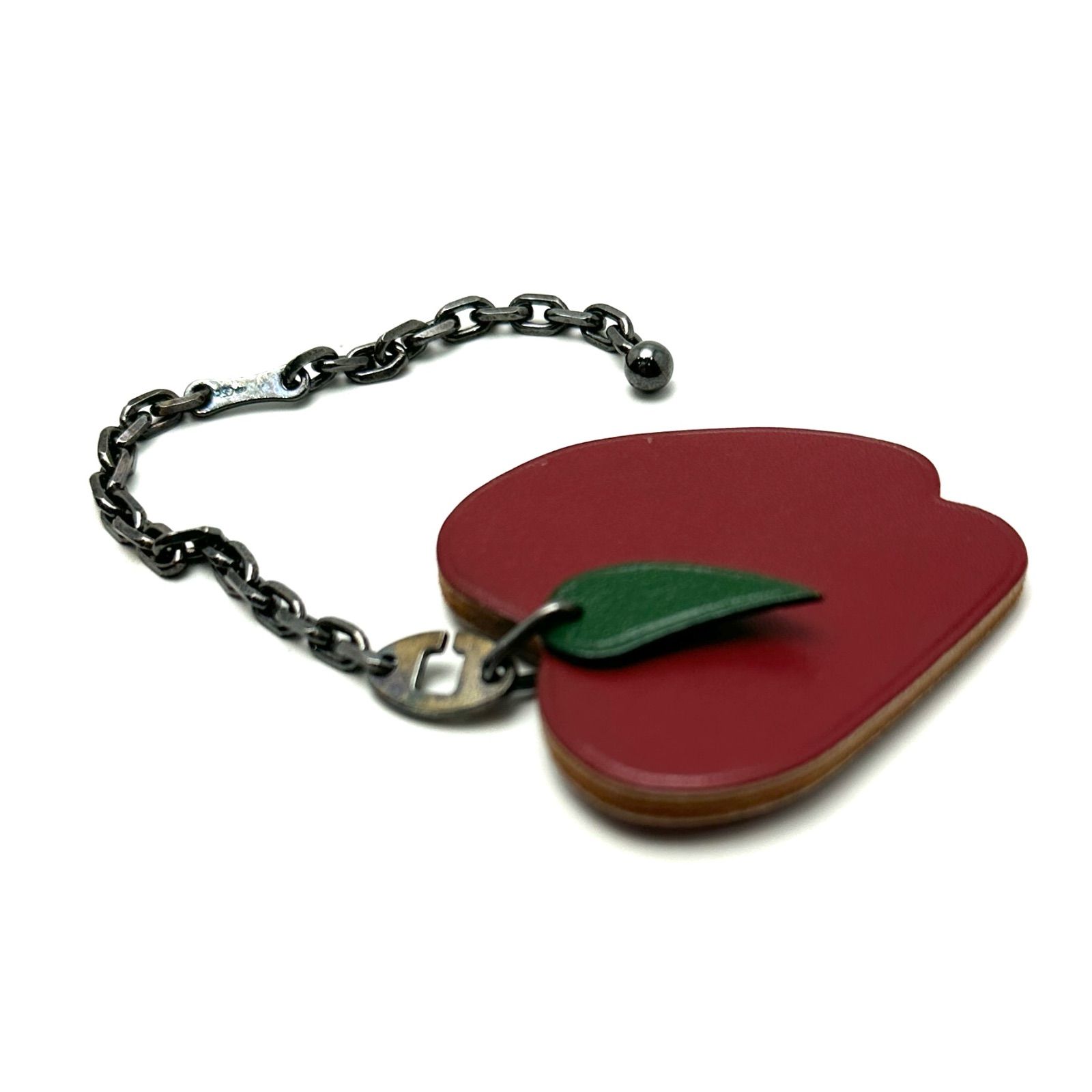  元住吉 エルメス HERMES りんご アップル キーホルダー キーリング シルバー 925 レザー 小物 チャーム キーホルダー キーリング 小物