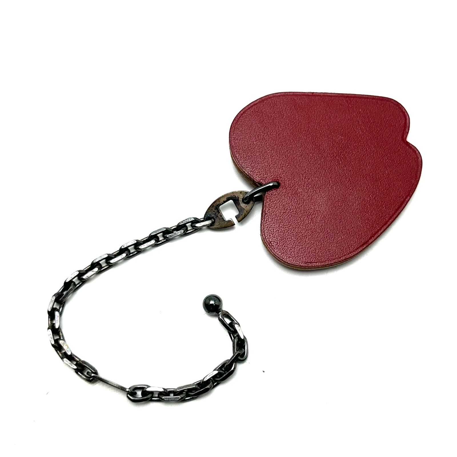 元住吉 エルメス HERMES りんご アップル キーホルダー キーリング シルバー 925 レザー 小物 チャーム