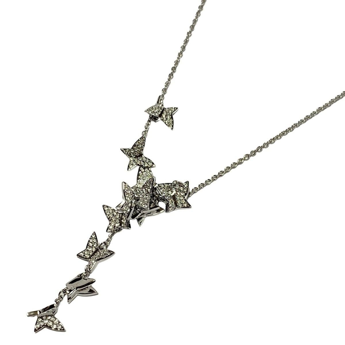 SWAROVSKI(スワロフスキー) ネックレス美品 - シルバー×クリア バタフライ(蝶)