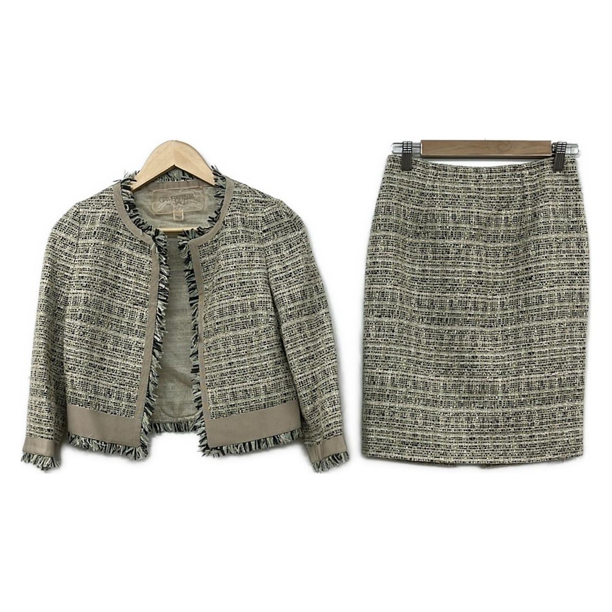 GiAMBATTiSTA VALLi ジャンバティスタヴァリ スカートスーツ レディース ベージュ ライトグリーン ダークグリーン ツイード