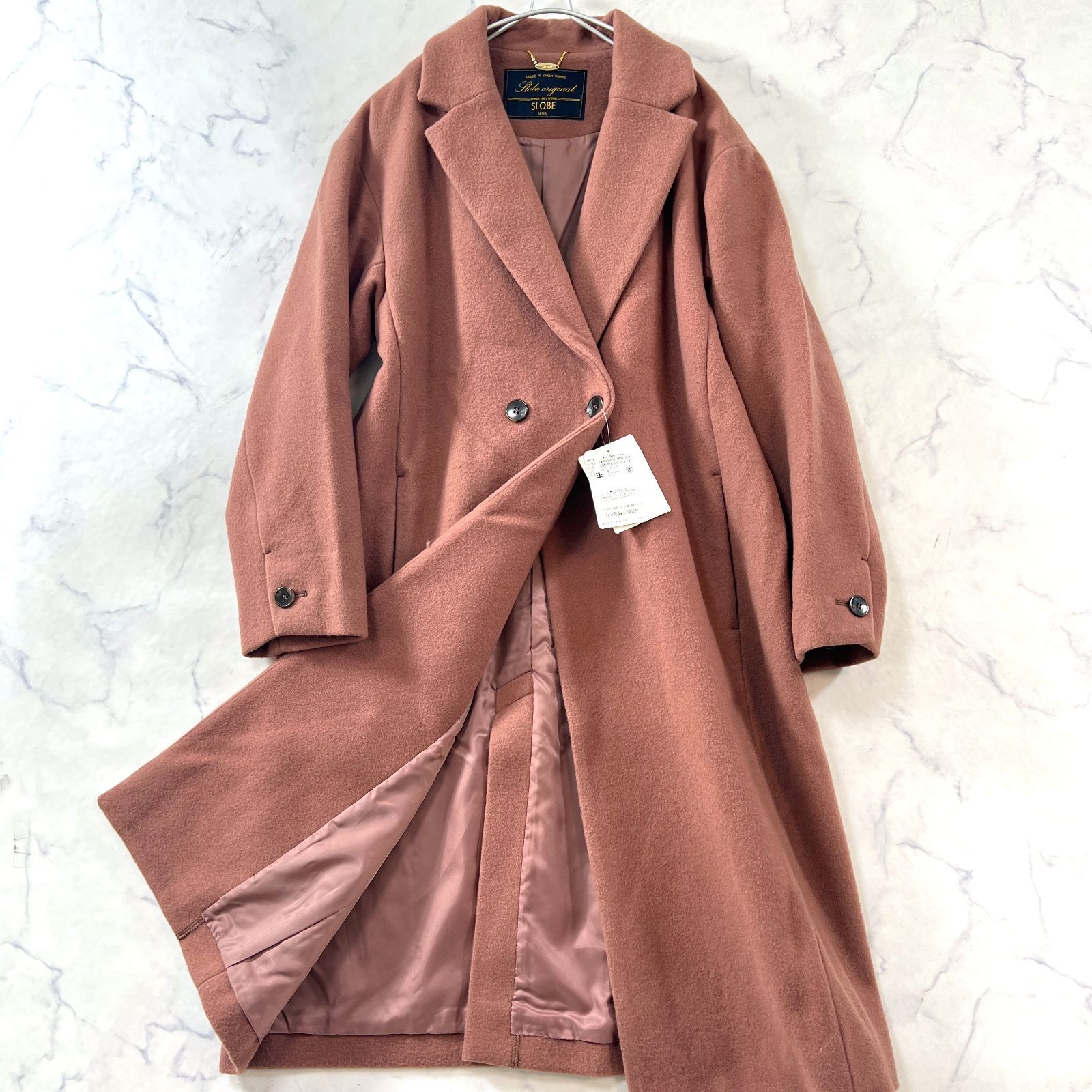 新品 スローブイエナ ダブルチェスターコート ロング ウール ピンク