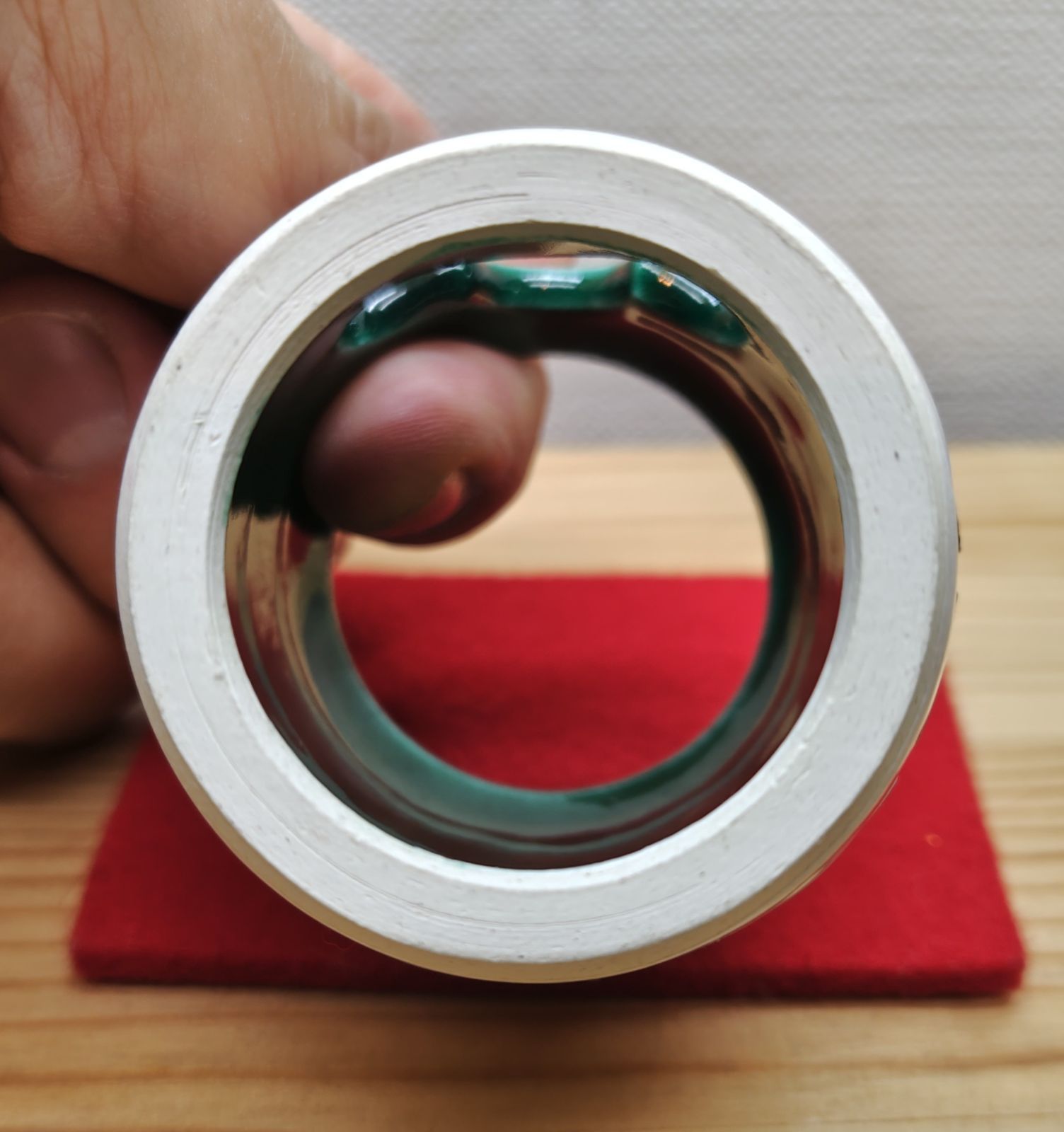 逢絢亭】茶道具 蓋置 萬古焼 雪松の絵 松透かし 加賀瑞山 共箱入り