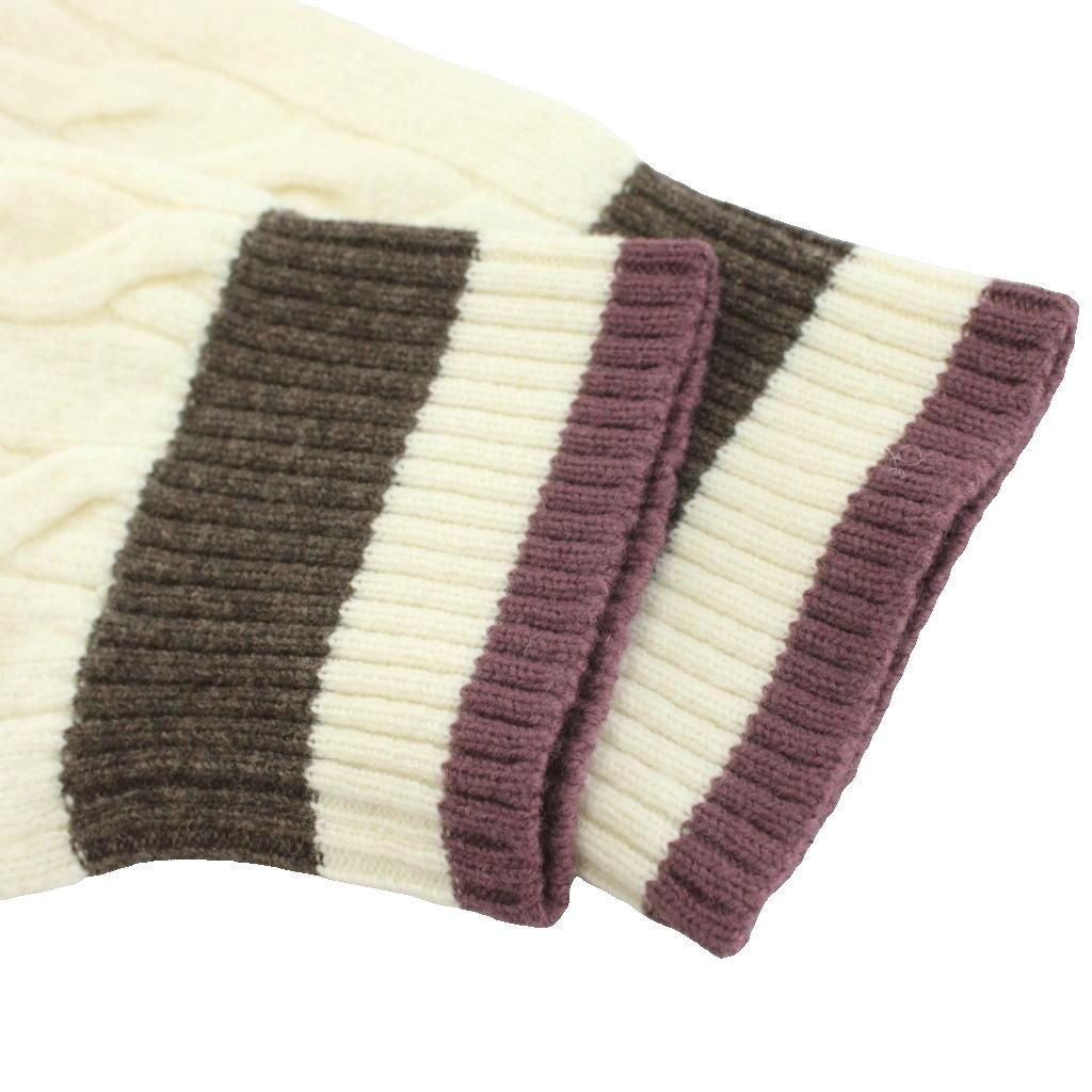 【中古】グランサッソ 8ゲージウールVネックチルデンニット セーター 長袖 ケーブル 48 白 ホワイト 23183 25010 グランサッソ GRAN SASSO 8ゲージウールVネックチルデンニット