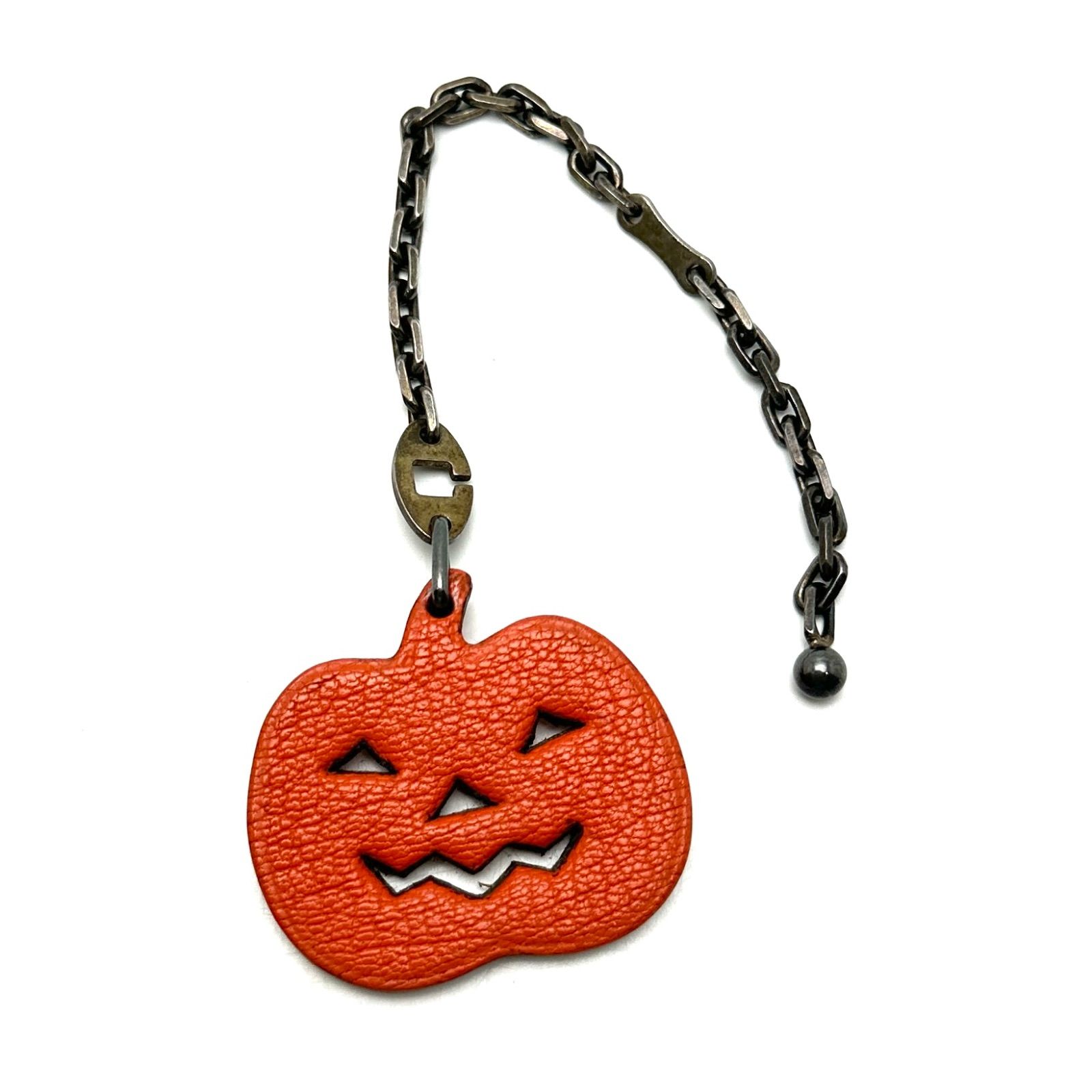 元住吉 エルメス HERMES かぼちゃ パンプキン キーリング キーホルダー レザー シルバー 925 バッグチャーム 小物